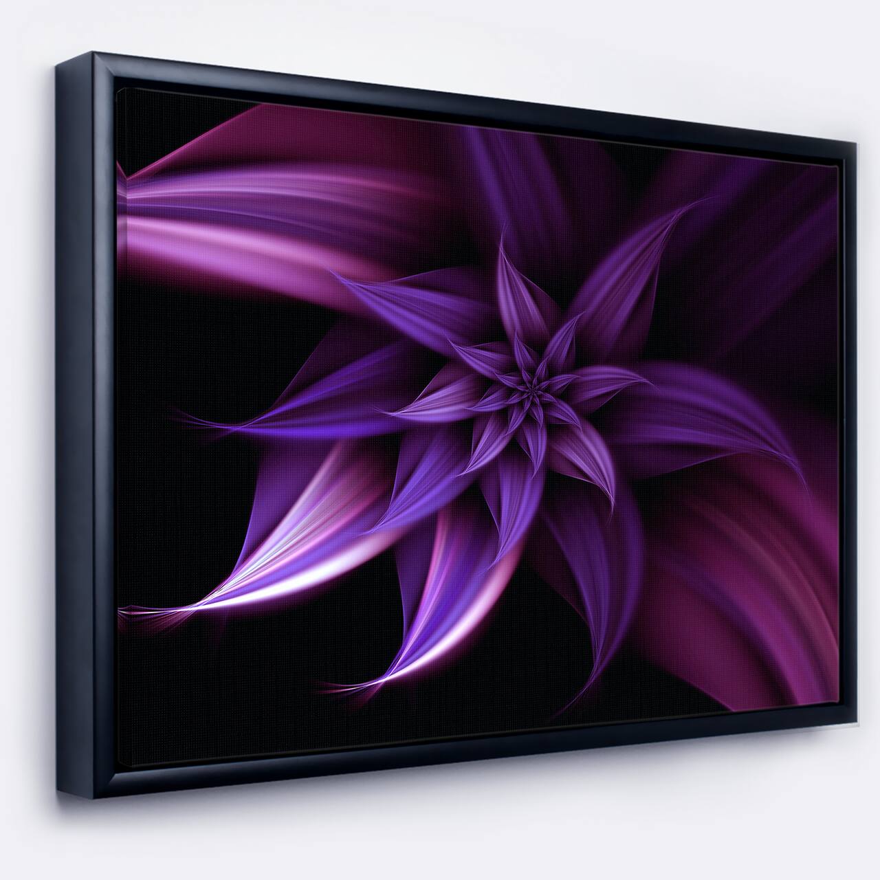 Designart - Fractal Flower Purple - Floral Art Framed Canvas Print